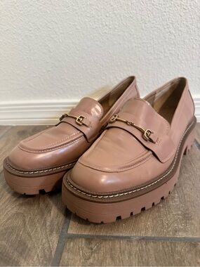 Sam Edelman Blush Pink Chunky Loafers with Gold Bit